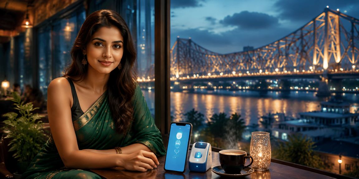 Howrah Bridge in Kolkata with Teen Patti game interface